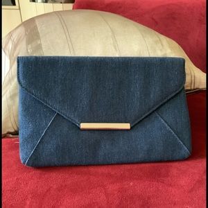 NWT Large Denim Clutch Bag